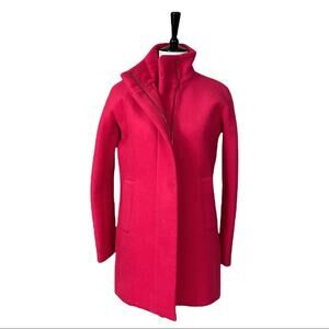 J. Crew Women's Wool Blend Stadium Cocoon Zip Front Coat Pink Women's Size 0